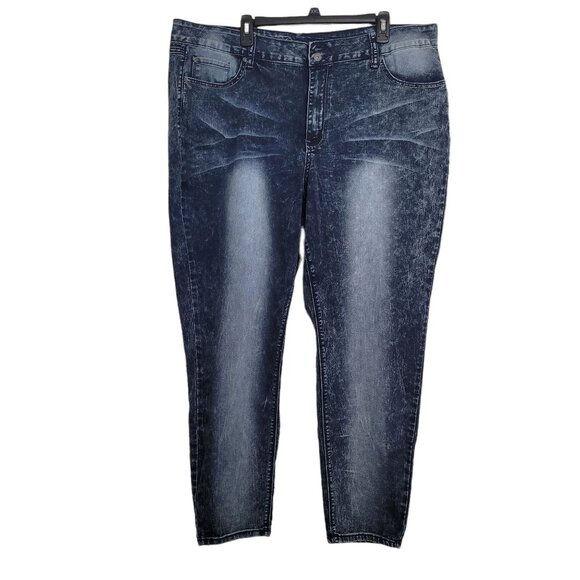 Womens Jeans Blue Dark Wash Distressed Straight Jeans Size 24 Revolution By Revo - Picture 1 of 11